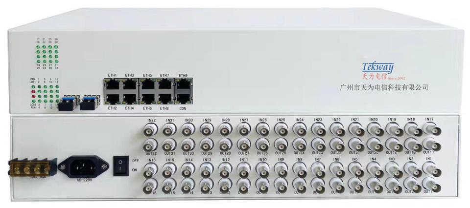 32E1+4路千兆物理隔离 PDH光端机-GD155-32E-4G