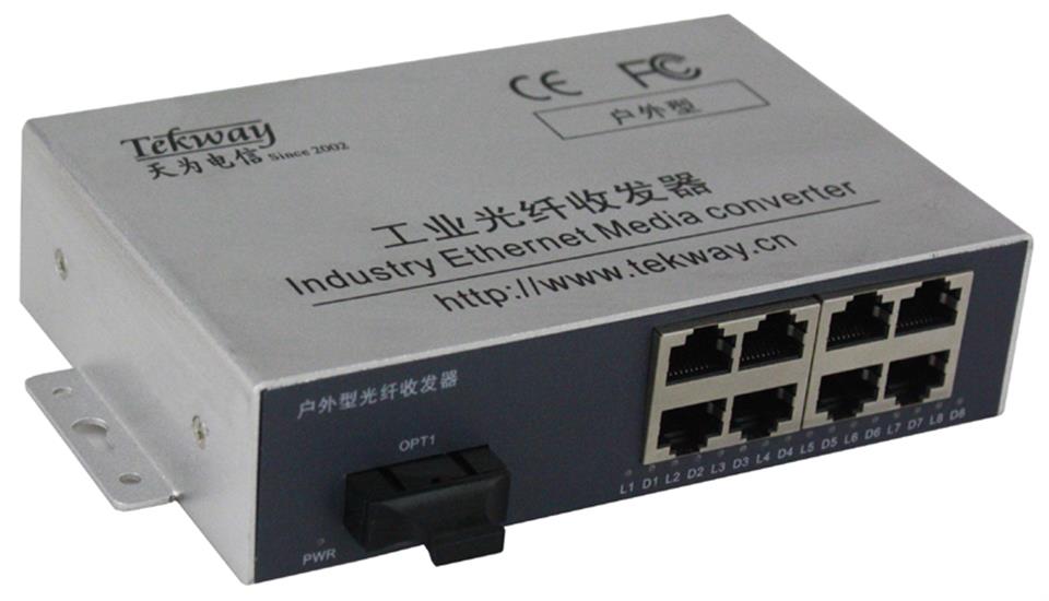 千兆PoE光纤收发器  千兆1光8电POE