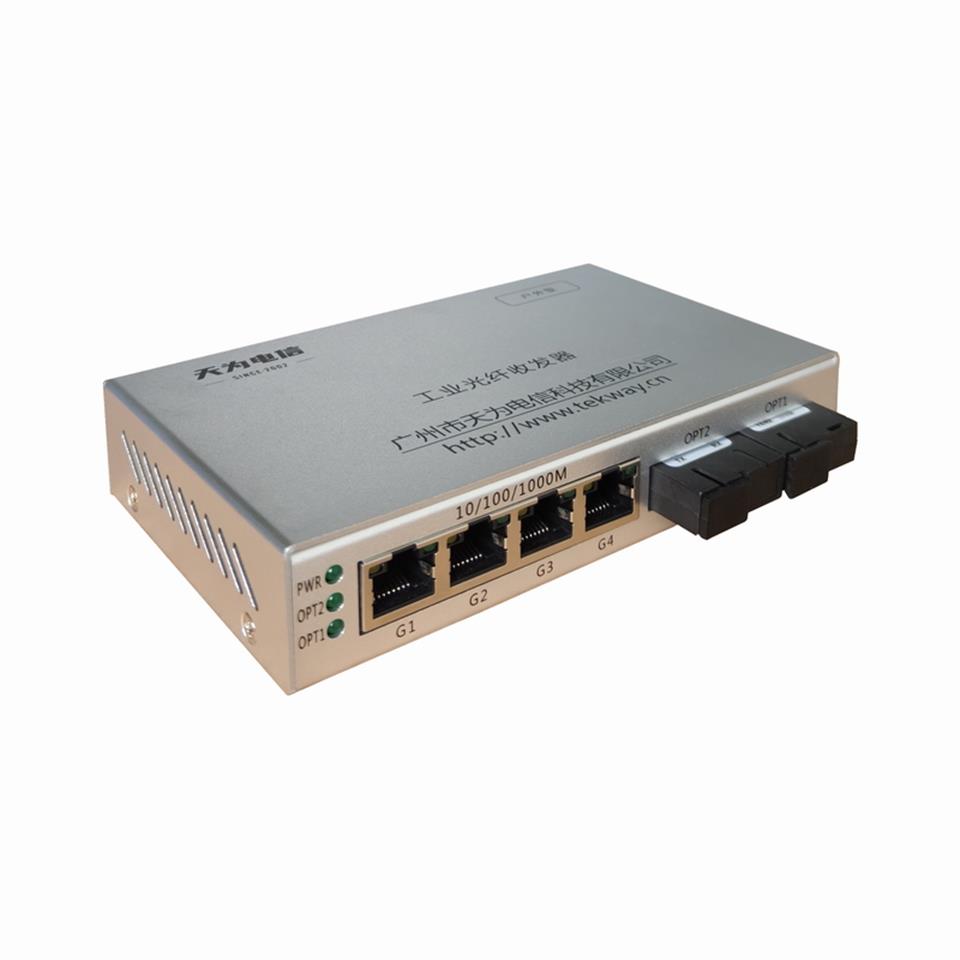 千兆2光4电户外型光纤收发器/交换机