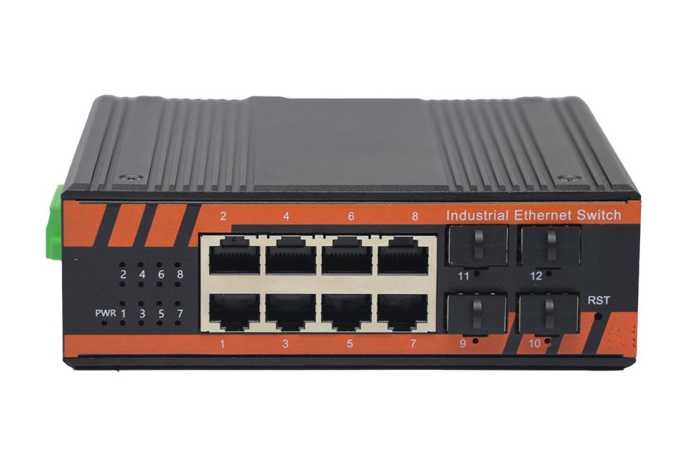 4光8电卡轨式工业交换机-BHD-4008G