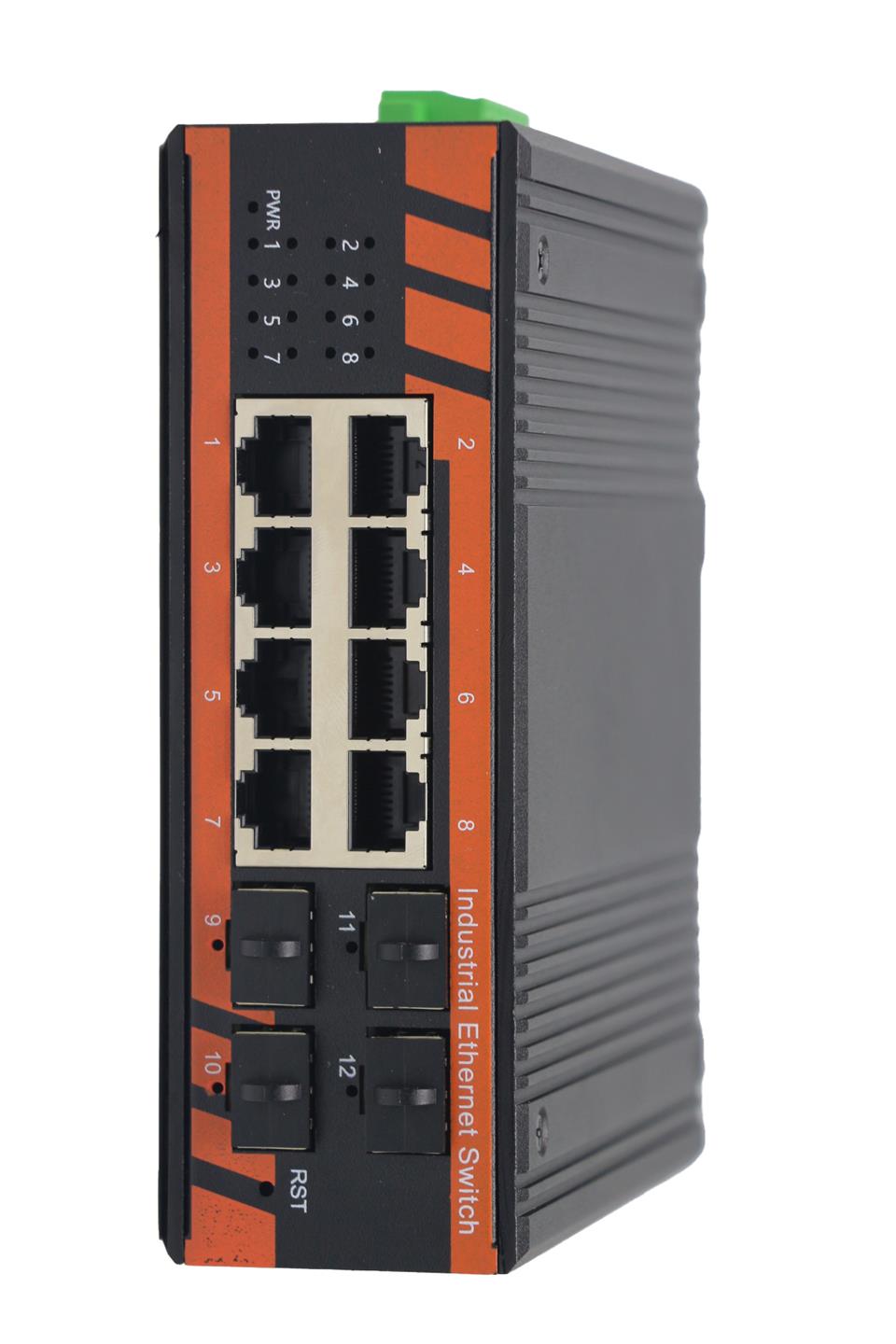 4光8电卡轨式工业交换机-BHD-4008G